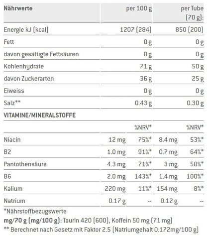 Sponser Liquid Energy Plus carbohydrate gel 70g tube